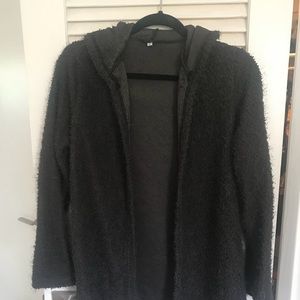 Open hooded cardigan